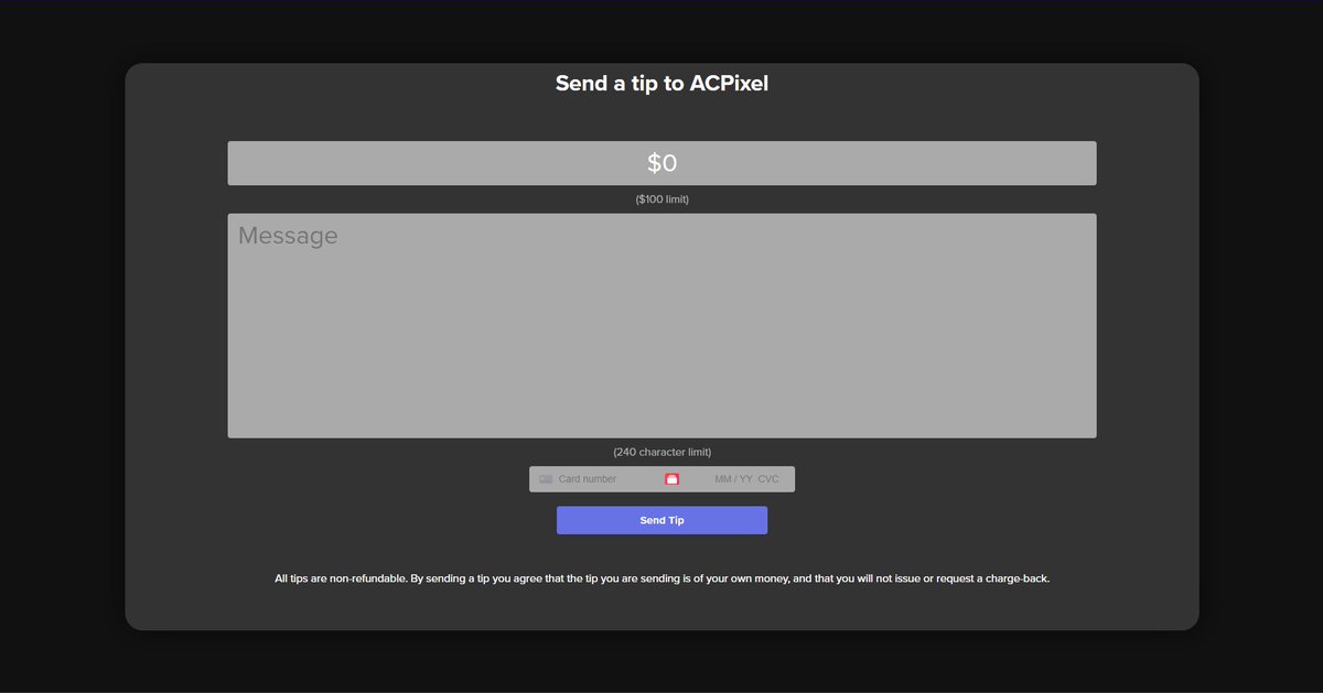 ACPixel's tweet image. Introducing Pixel-Tip. The tip system that puts streamers first. Pixel-Tip will be slowly rolled out over time. If you would like to sign up to be part of it, click here: tip-sign-up.pixel.chat I can't give away TOO much about it, but it's AMAZING!
