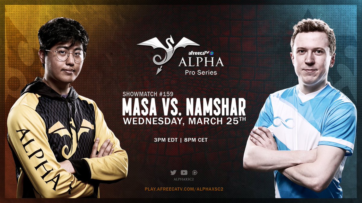 Live in about 20 mins!
[Alpha Pro Series 159]
<a href="/MaSa_sc2/">Maru Kim</a> 🆚 <a href="/IxGpro/">Infinity Gaming</a> <a href="/NamsharSC2/">Christoffer Kolmodin</a> 
TvZ Bo9!

📺play.afreecatv.com/alphaxsc2
cast by @CreightonOlsen 

Support w <a href="/matcherino_/">Matcherino</a> 
matcherino.com/tournaments/26…
code : APS159 adds $0.5 to the prize pool for free!

<a href="/afreecaTV_gl/">afreecatv_gl</a> #Starcraft2