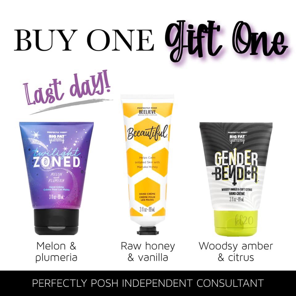 Don’t miss out! As low as $5 each hand creme!!!!! 😯 

#buy1give1
#buyonegiftone
#give1
#perfectlyposh #handcream #nongreasy #moisturizing #vegan #selfcare #selflove #poshyoself #pamperyourself #madeintheusa 
#linkinbio
