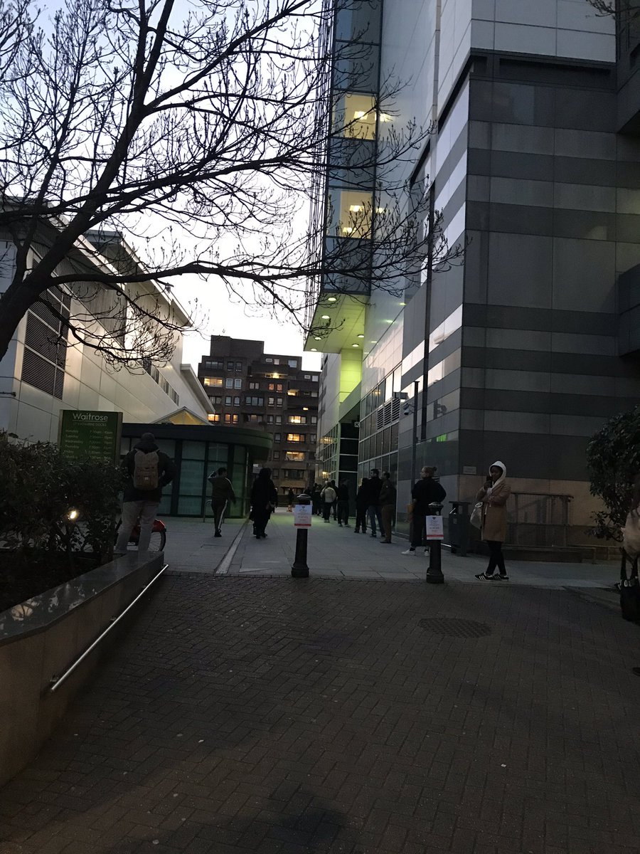 Ridiculous and unfair service <a href="/waitrose/">Waitrose & Partners</a>  st Katherine’s dock We are waiting 45 minutes in the cold whilst people with cars are going through the car park immediately!!! The manager was taking to us whilst chewing a gum and didn’t really care to understand our point  #ridiculous