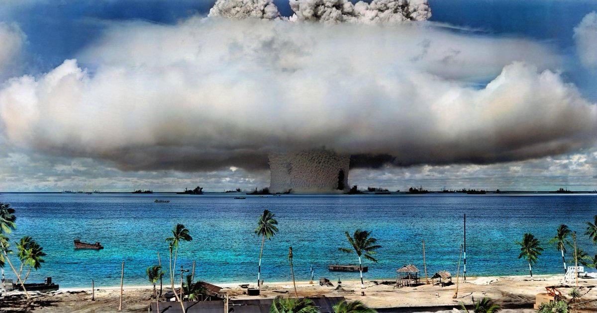 From 1946 to 1958, the U.S. tested 67  #nuclearweapons in the Marshall Islands—the equivalent of 1.2  #Hiroshima -sized bombs detonated every day for a year.