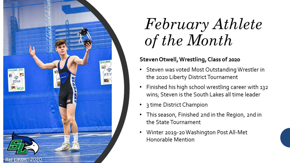 SeahawkSports's tweet photo. Here we go...February's Male Athlete of the Month, Steven Otwell @SLWrestling_ #DistrictChamp 📸@rei_linam https://t.co/7JCdOseCYP