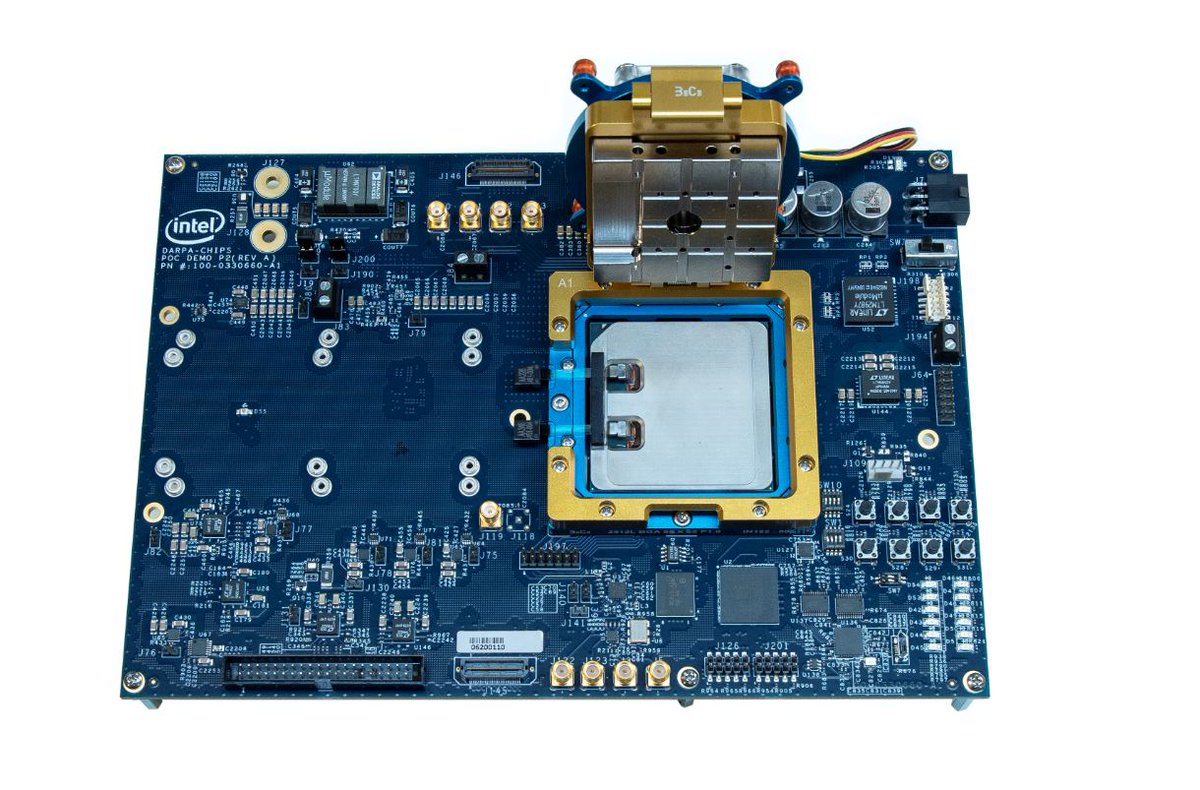 Just last week we announced research teams chosen for our PIPES program and already have good news! <a href="/intel/">Intel</a> and <a href="/AyarLabs/">Ayar Labs</a> have developed a multi-chip module w/ in-package optics, demonstrating key progress towards improving chip connectivity w/ photons. Images by <a href="/AyarLabs/">Ayar Labs</a>