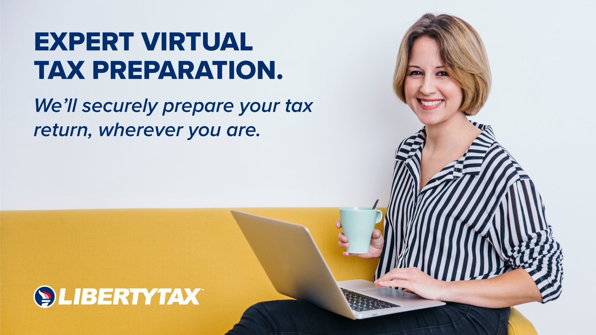 libertytax's tweet photo. You need to get your taxes done, but you're stuck at home? Liberty is here to help with our expert virtual tax prep! Learn more about our 100% secure, remote tax prep by finding your local office; https://t.co/9wKL4A30Ad. #virtualtaxprep #athome #bringit https://t.co/gY5i1UqpK2