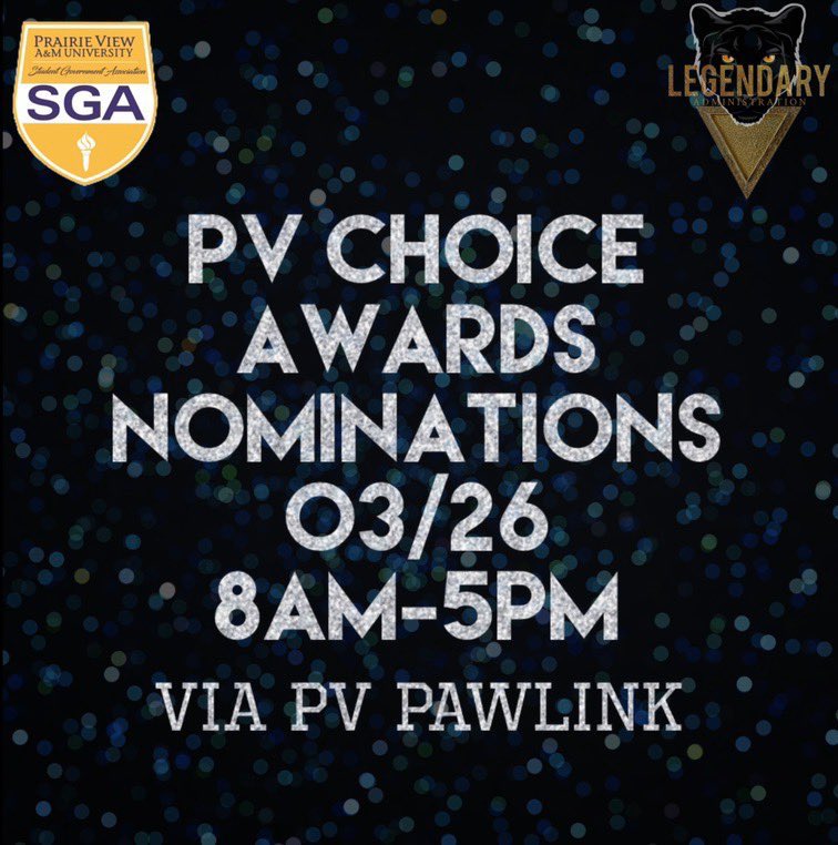 PVAMUCAB_'s tweet image. Nominations for the Annual PV Choice Awards STARTS March 26th 8AM-5PM Via PV Pawlink !!! #PV #PVAMU #Pv20 #Pv21 #Pv22 #Pv23 💜💛