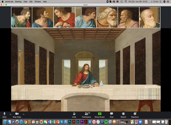 新型コロナの影響で 最後の晩餐 もzoomミーティングに 笑