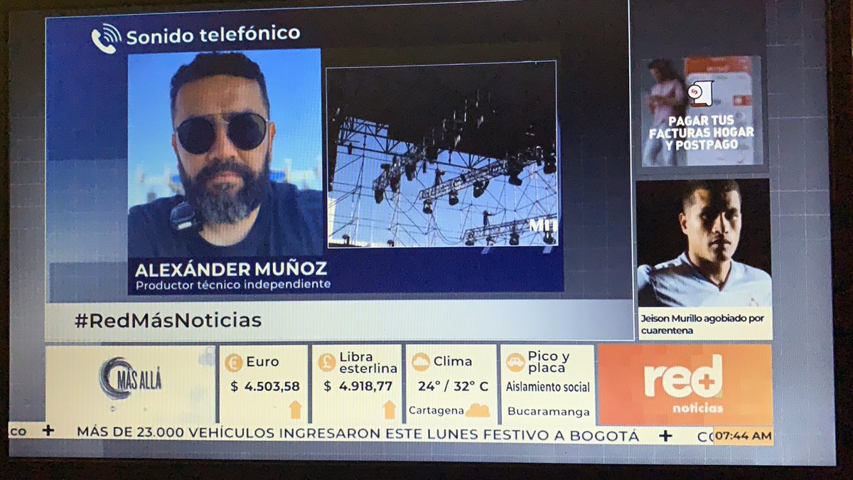 Entrevista para <a href="/RedMasNoticias/">Red+ Noticias</a> productor de eventos <a href="/Fideos1/">Alexander Muñoz</a> nos cuenta proceso con <a href="/IPEEindustria/">IPEE</a> por los sectores de los eventos y personal debido a la crisis por el covid 19 <a href="/infopresidencia/">Presidencia Colombia 🇨🇴</a> <a href="/Bogota/">Alcaldía de Bogotá</a>