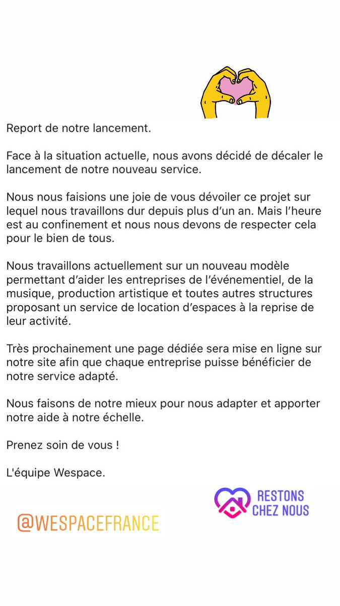 WespaceFrance's tweet photo. Take care and stay ta home https://t.co/epF6ZwKNr8