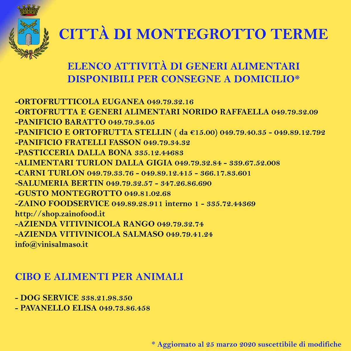 RickymTricky's tweet photo. Elenco attività di #Montegrotto #Terme di generi alimentari disponibili per consegne a domicilio. *aggiornate al 25/3 Grazie a chi condivide! https://t.co/DWhoZrtj9l https://t.co/qDRcmMPGNg
