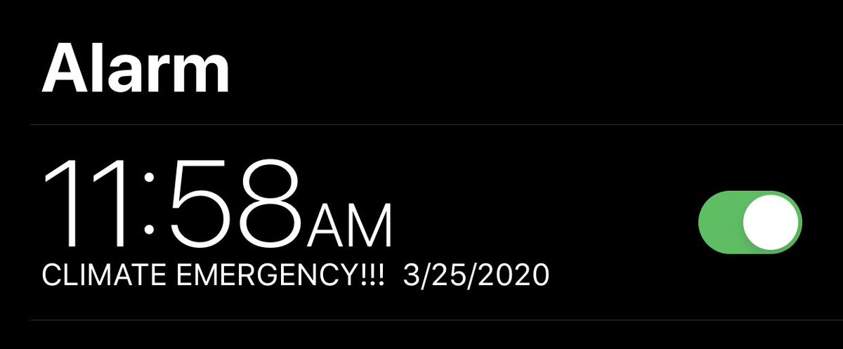 climate_bell's tweet photo. Ankeny, Iowa, USA

March 25, 2020

Make the #ClimateEmergency impossible to ignore.

Set your phone alarm to 11:58 am every day.

I work at home, so my alarm is usually heard only by me. Tell us your story.

#RingTheBellForClimate https://t.co/mpL5l4v3Lj