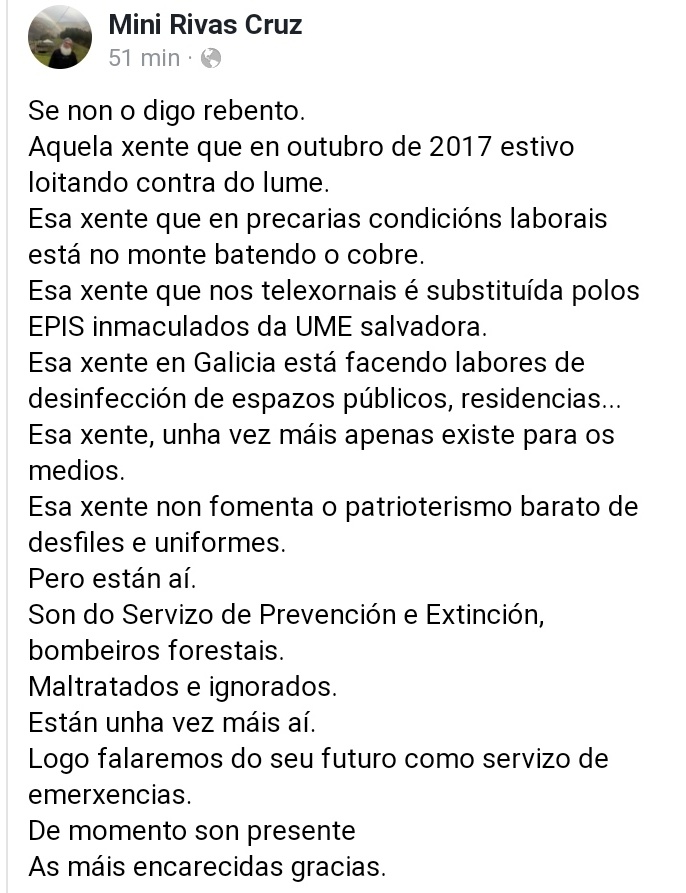 UGTForestaisGZ's tweet image. Sempre do noso lado, agradecemoslle unha vez máis o seu xesto cara os #AxentesAmbientais e os #BBFF de #Galicia 
Nós nunca fallamos #MiniRivas e sei que o sabe. Vostede tampouco! 
#COVID19