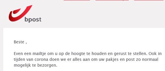 Ik denk het niet <a href="/bpost_nl/">bpost</a> , heel wat van onze klanten hebben hun bestelling van vorige week nog steeds niet. "We halen de achterstand wel in als het weer wat kalmer is" is verre van professioneel en he-le-maal niet geruststellend. #fail #bpost