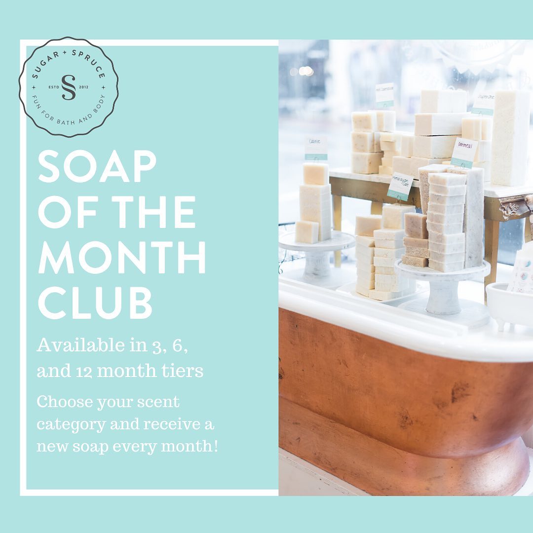 Exciting news! We are launching our own Soap of the Month Club! Available in 3, 6 &amp; 12 month tiers you can choose your scents and they're delivered to you! Even better, your investment in you, is an investment in our family business at this difficult time! sugarandspruce.com/collections/so…