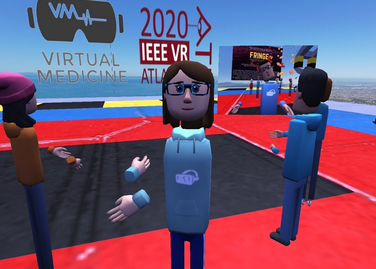 TheHappyLass's tweet photo. Rehearsal ahead of tomorrow's #FringeVR #IEEEVR2020  #VirtualReality event!  There's so many interesting stories to hear so jump in using PC or VR &amp; join us.  Lovely to see @rebecca_evans for the 1st time in #VR too❤️#AltSpace #SocialVR #MedTech #EdTech
 https://t.co/RTcSAR2QzZ https://t.co/cjWTJgxKpu