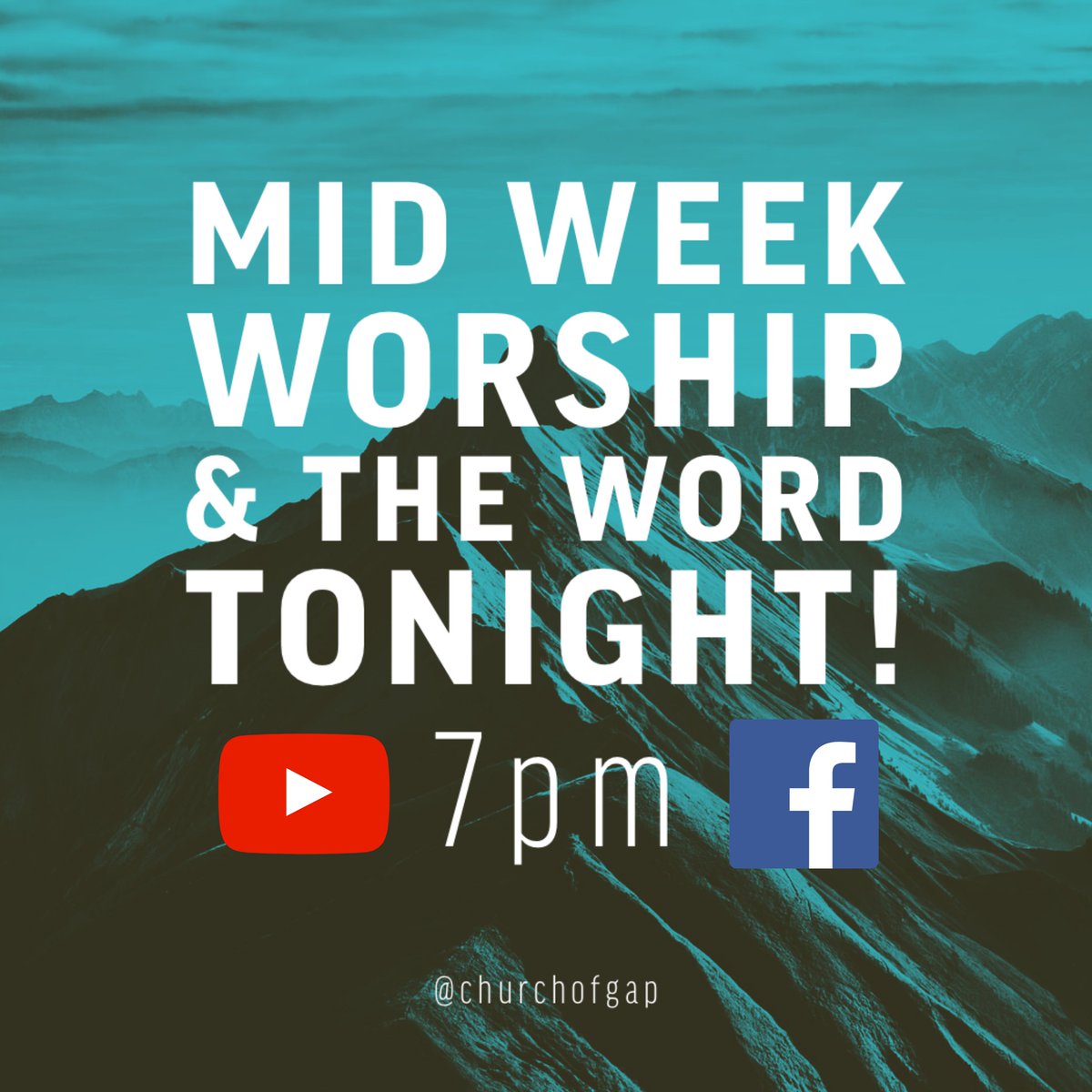 ChurchOfGaP's tweet photo. Hey #GapFam! We're so excited that we get to gather with you again tonight online for our mid week service! We've got worship and the word coming your way! So stay tuned for tonight, 7pm via YouTube or Facebook! And remember to share the stream with friends and family! https://t.co/QM0IWxH82k