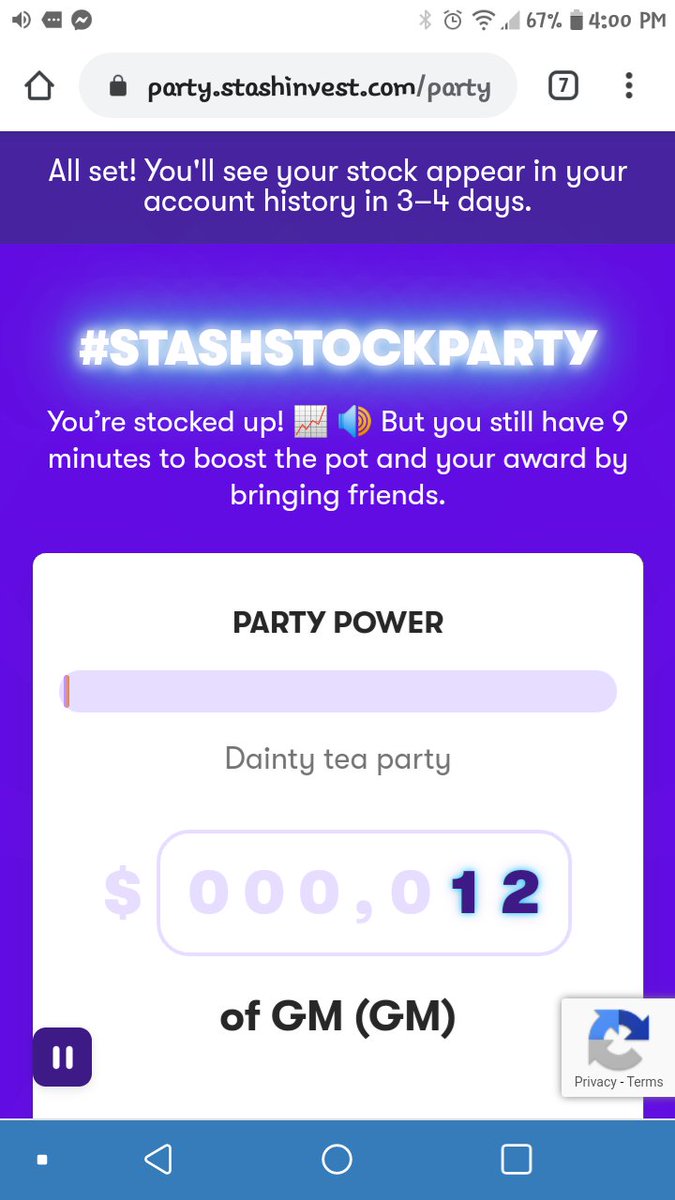 acoates0619's tweet photo. Party Power! Get your free stock now! I got mine! #StashStockParty #stash #stashstock https://t.co/IFvf89q8iF