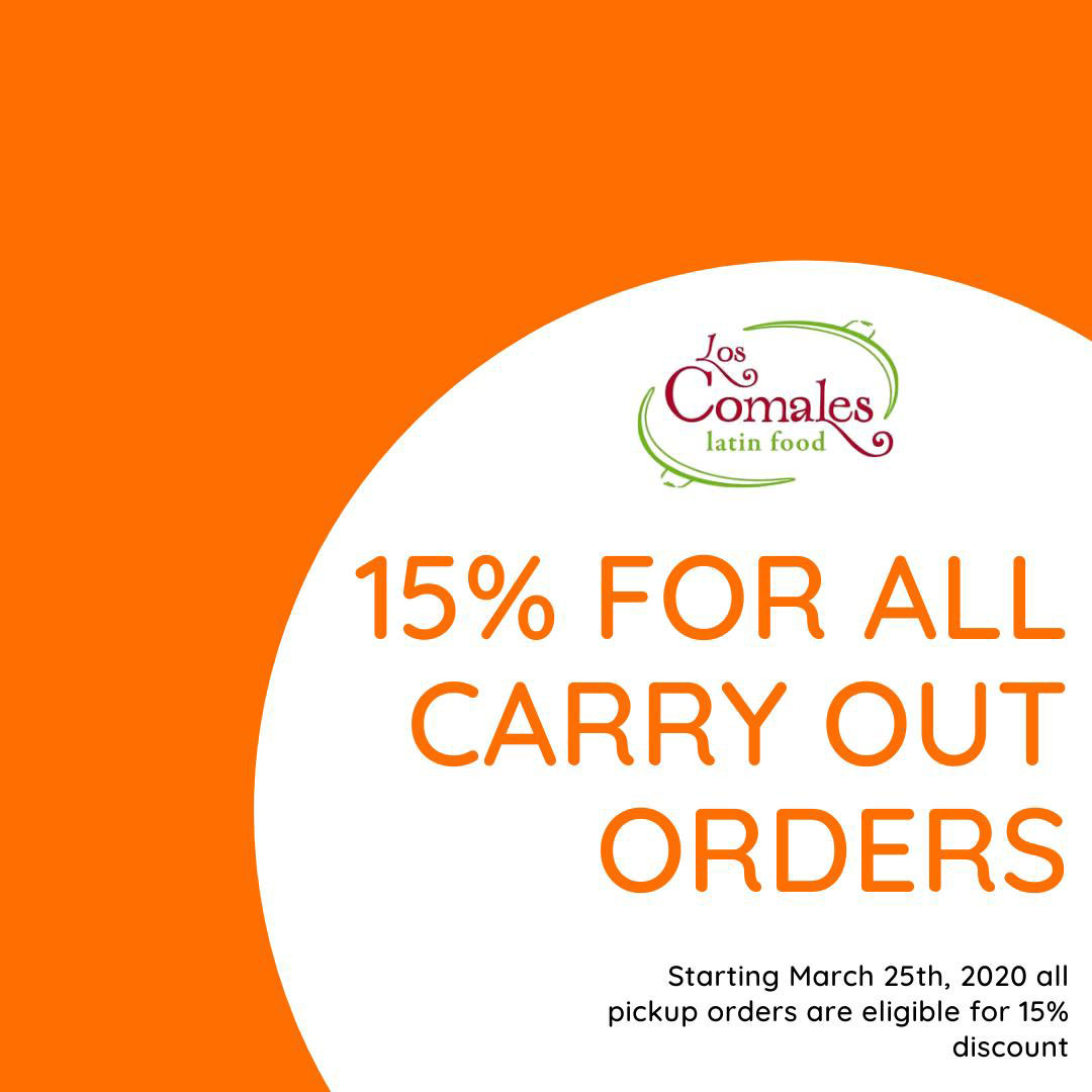 Times are difficult, and contact has to be minimized. To help with that, we're offering 15% off carry out orders!