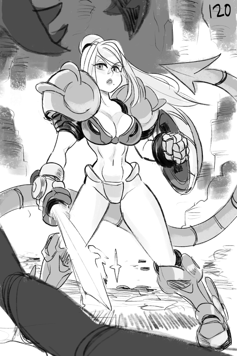 The last set of Samus sketches now up! The illustration itself next. Though, if any of these interest you, let me know~
More examples: 
https://t.co/5ohq1qv9mB

See all of them on the Patreon:
https://t.co/eeyEMaNWMv

#Samus #samusaran #Nintendo #Metroid #SmashBrosUltimate #smash 