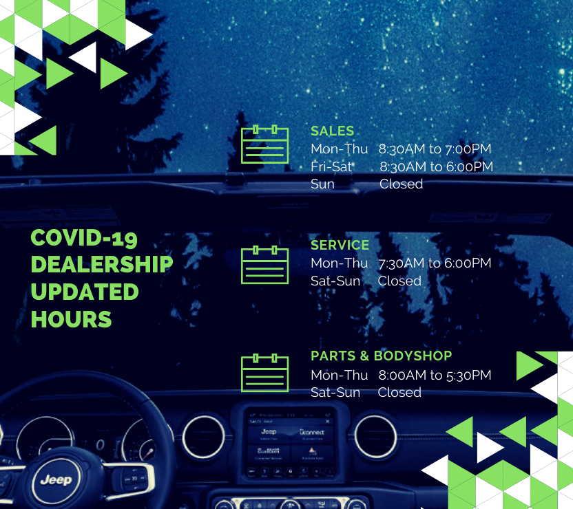 TeamChryslerON's tweet photo. Please take note of our new adjusted hours. We are still open to serve you! https://t.co/hdcqsh2CfA