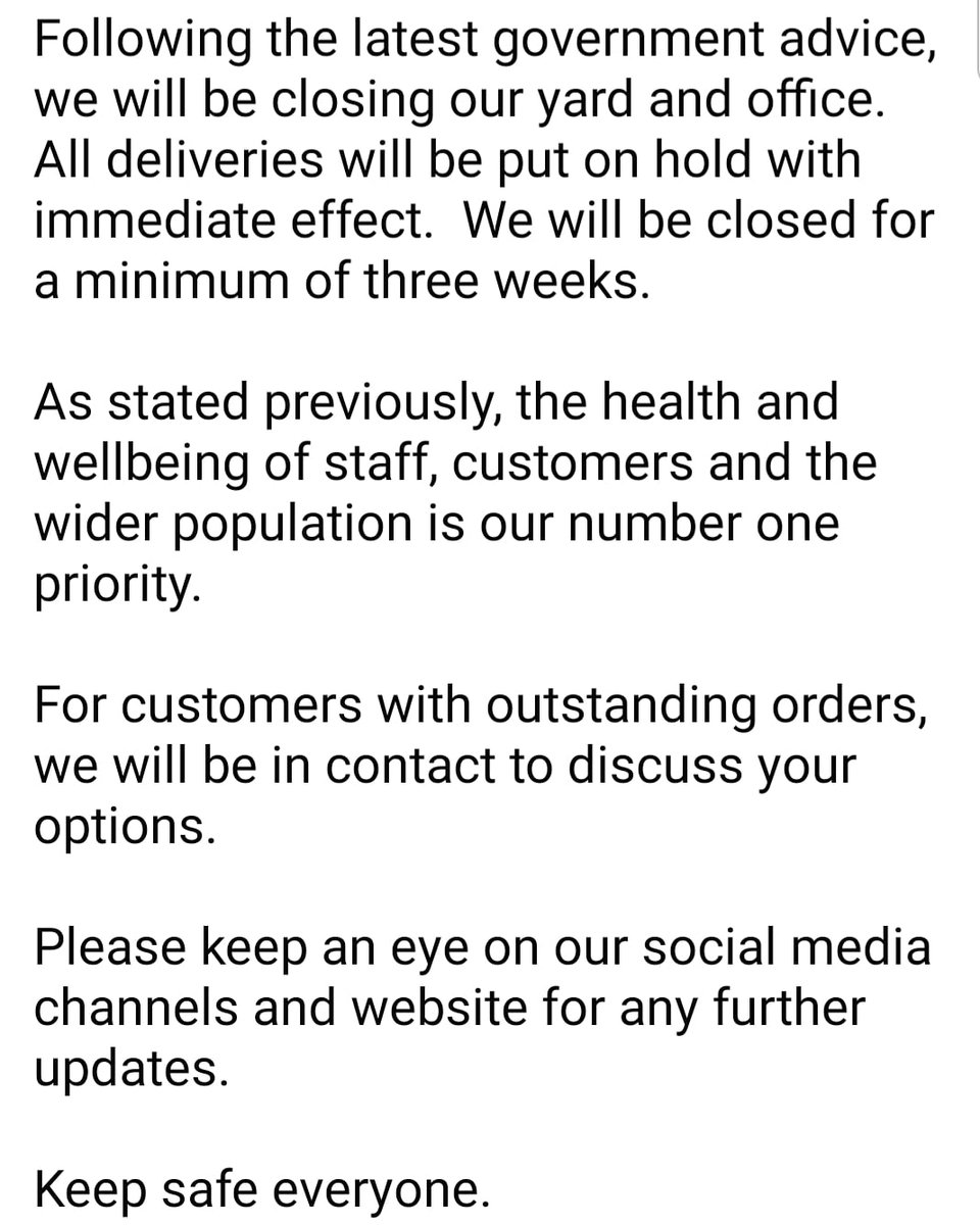 _SouthernTimber's tweet image. ** Closure as of Tuesday 24th March **