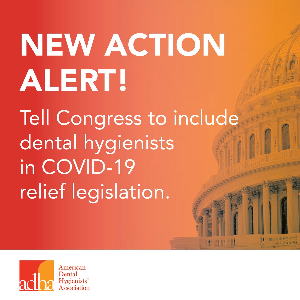 YourADHA's tweet photo. ADHA has developed a new advocacy campaign asking Congress to include dental hygienists in any COVID-19 economic relief efforts. Visit the Action Center to share your personal story with your U.S. Senators &amp; Representative &amp; urge them to support hygienists https://t.co/3GhFDMNzto https://t.co/EorayANg8y