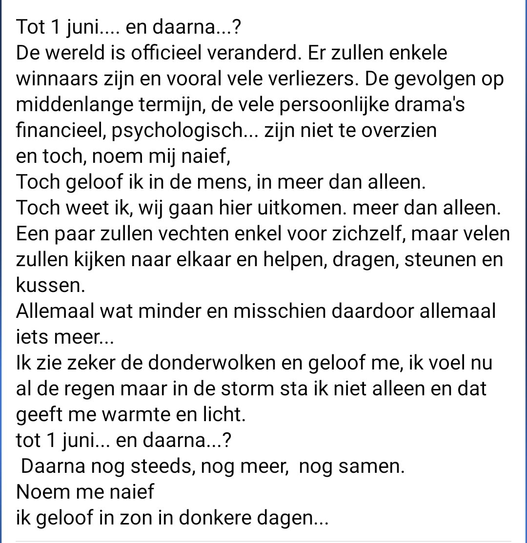 Nieuwste versie van mijn tekst naar aanleiding van het nieuws #corona #cultuur #kunst #1juni