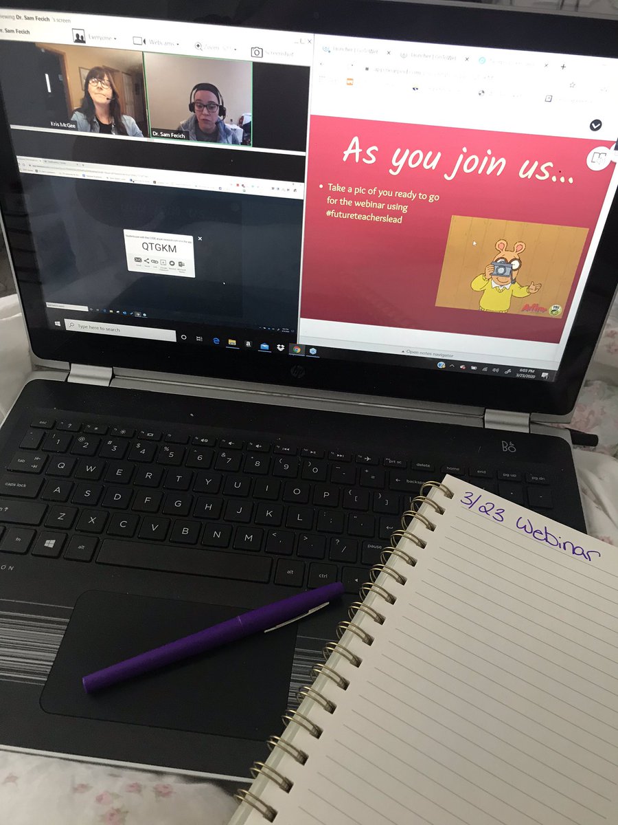 JoelleBSullivan's tweet photo. Ready for another webinar from @DrKMcGee and @SFecich! Excited to learn more about @nearpod & #blendspace. #futureteacherslead #studentteacher #professionaldevelopment https://t.co/CwFTiz8hFn
