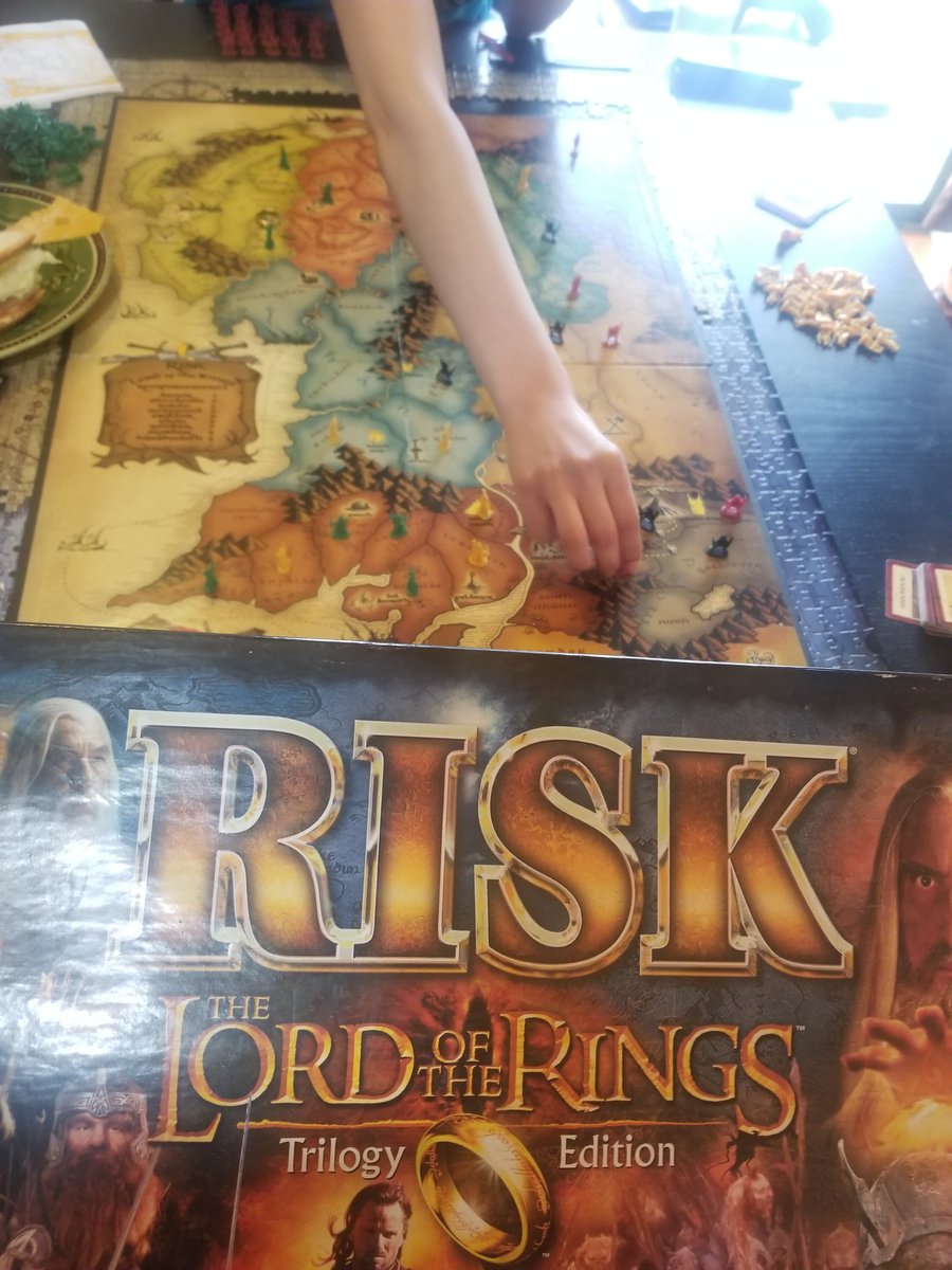AcsGarza's tweet image. Took a break from the puzzle to play The Lord of the Rings RISK game because now we have plenty of time to get that ring to Mount Doom, right?