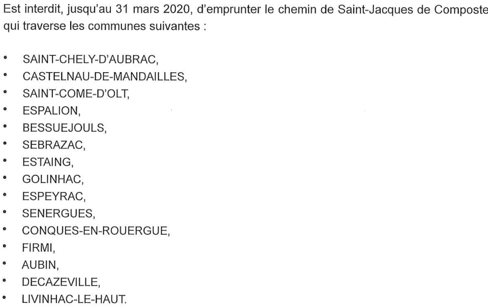 Prefet12's tweet photo. 📢⚠️ #InfoUsagers #COVID19 La préfète de l'Aveyron a pris un arrête interdisant d'emprunter le chemin de Saint Jacques de Compostelle dans sa partie Aveyronnaise. 👉Respectez les consignes de confinement,faites preuve de civisme,observez les mesures de protections mises en place https://t.co/SMv11uTsG8