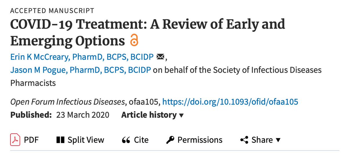 New in OFID! COVID-19 Treatment: A Review of Early and Emerging Options by @SIDPharm President @jpogue1 and member @ErinMcCreary #COVID19 #COVID19Rx #IDTwitter academic.oup.com/ofid/advance-a…