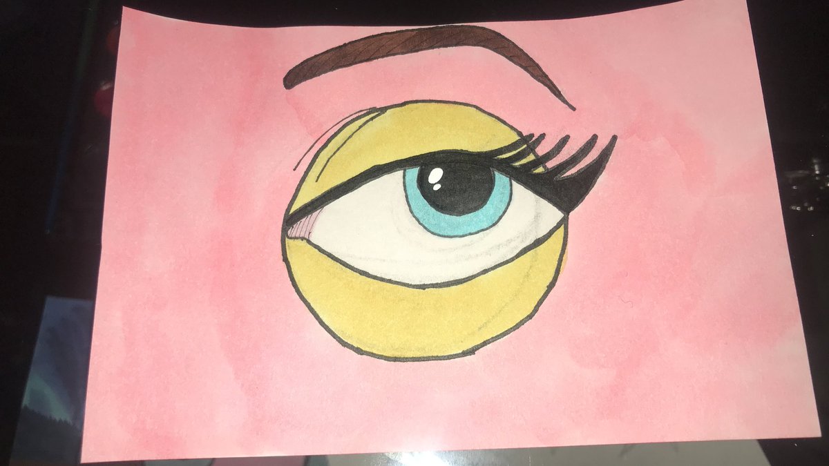 day 6, march 23rd: a simple cartoon eye done with markers on sketch paper from  @beejaydel ‘s video on how to draw cartoon eyes: 