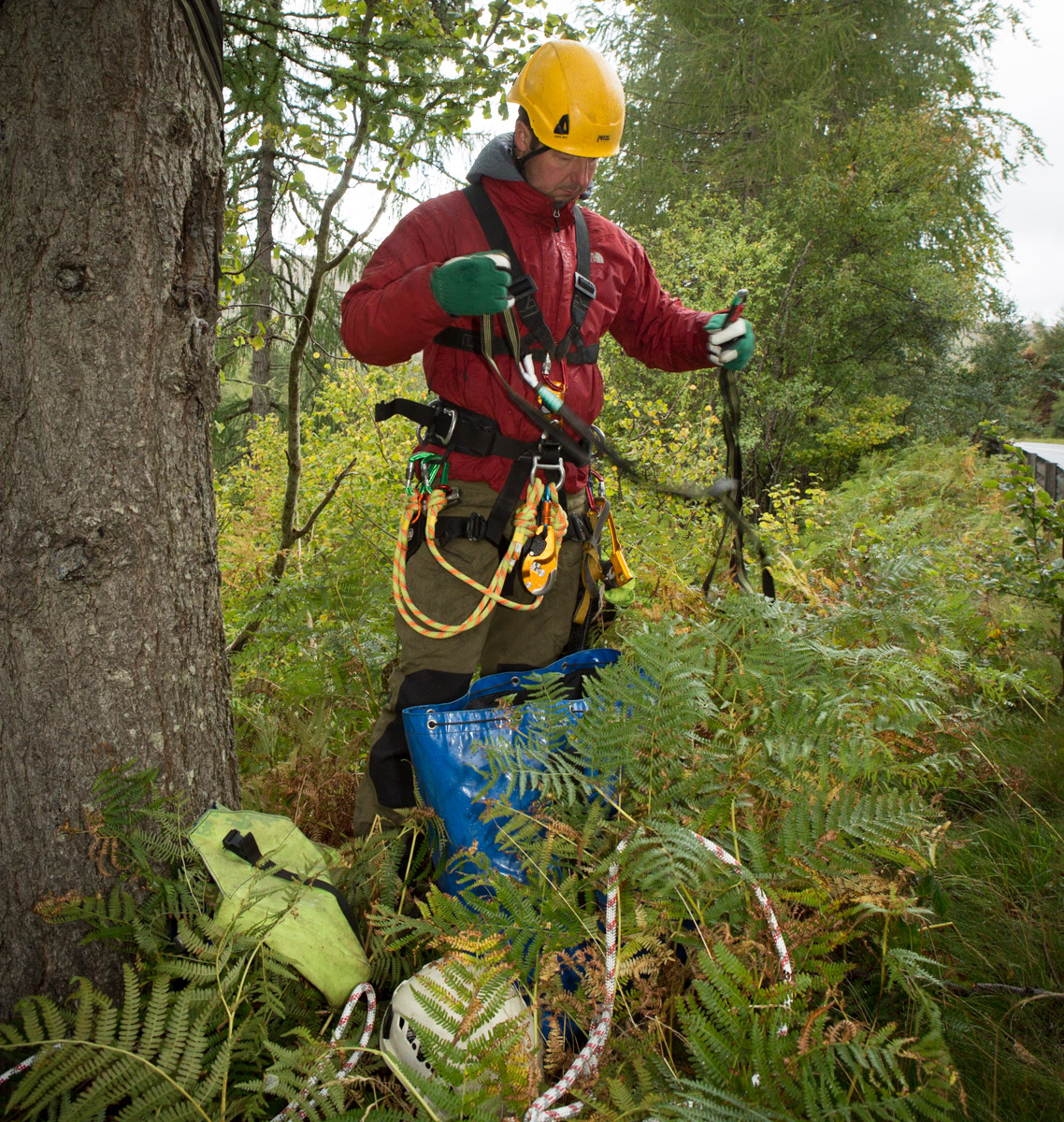 Rick Scott, high access specialist from Strathspey, here clearing invasive species from deep in Corrieshalloch Gorge, nr Ullapool, Scotland #WeAreHighlandsAndIslands  #TheHillsAreAlwaysHere