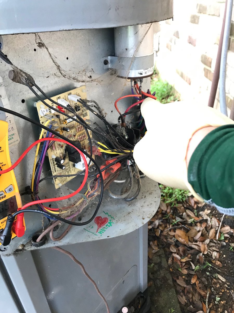 tedafferback's tweet image. The Rheem heatpump has some burned wiring &amp;amp; a contactor coil that is fried so far:)