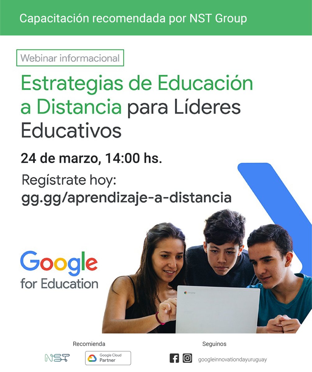 nst_uy's tweet photo. ¡Mañana llega el Webinar: Estrategias de Educación a Distancia para lideres! Enfocado a la comunidad educativa para aprender a trabajar a distancia. Será a las 14:00 hs. y para participar debes inscribirte en: https://t.co/KXEZ8gq9ns https://t.co/VOwn5RPiN5