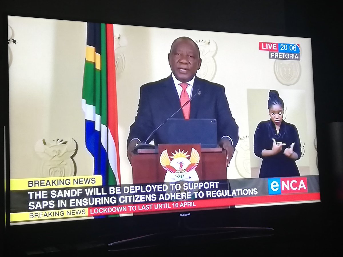 B_St's tweet photo. This must have been a difficult decision @PresidencyZA @CyrilRamaphosa but we believe it is the right one. #ProudlySouthAfrican #COVID19SouthAfrica https://t.co/yz1qk0Rs2V