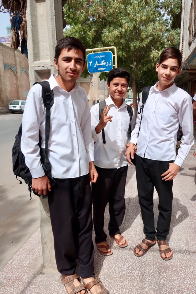 People of Herat: young students on their way to school.Unknown artist.