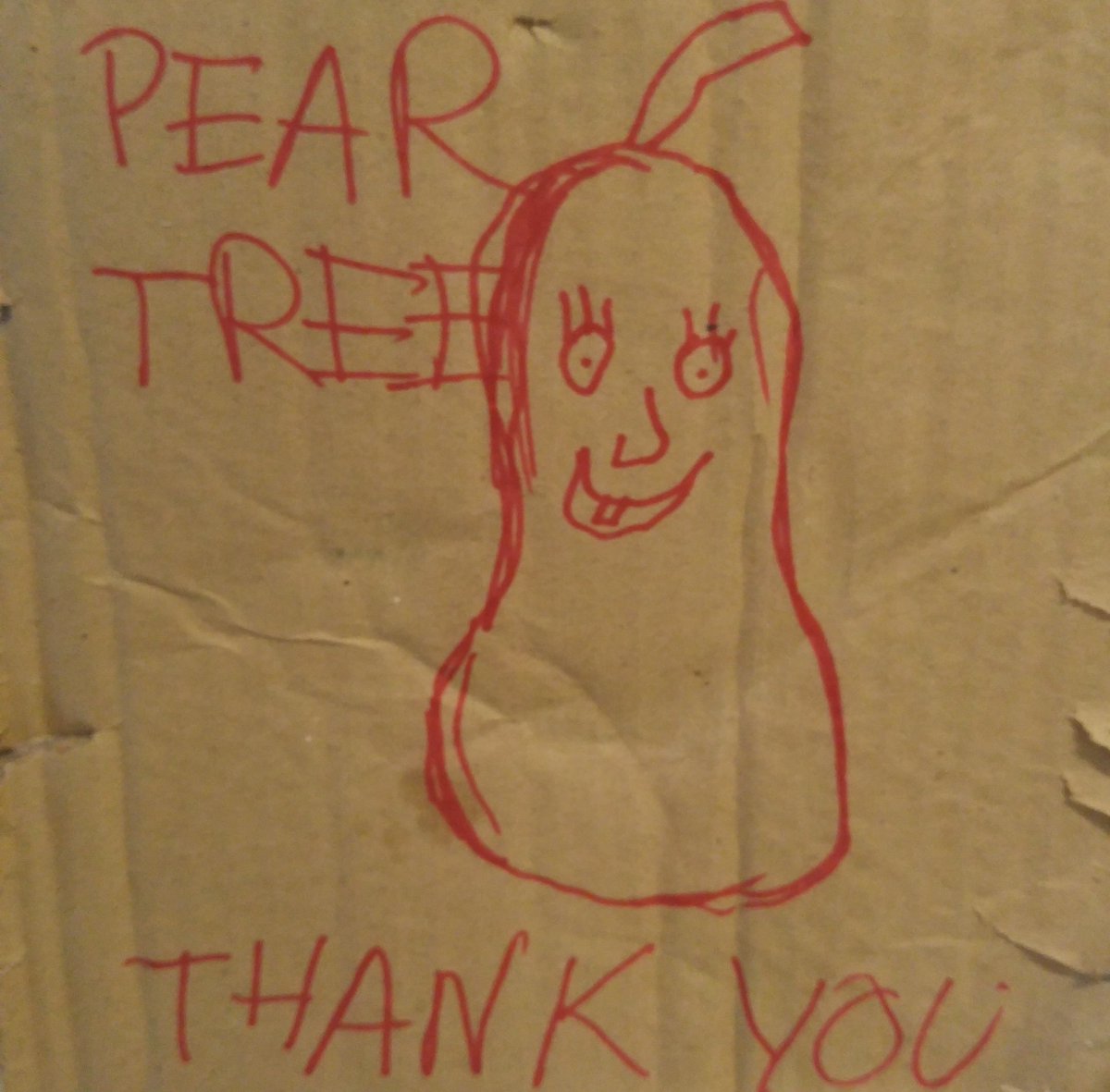 We'll never forget this sign a customer used to tell us where to plant their pear tree. You don't have to draw us a picture, but TreeMobile will be happy to plant a food tree or shrub for you. ow.ly/ZE39K <a href="/LiveGreenPerks/">Live Green Perks</a> <a href="/weareTCAN/">TCAN (Toronto Climate Action Network)</a> <a href="/foodtrees/">foodtrees</a>