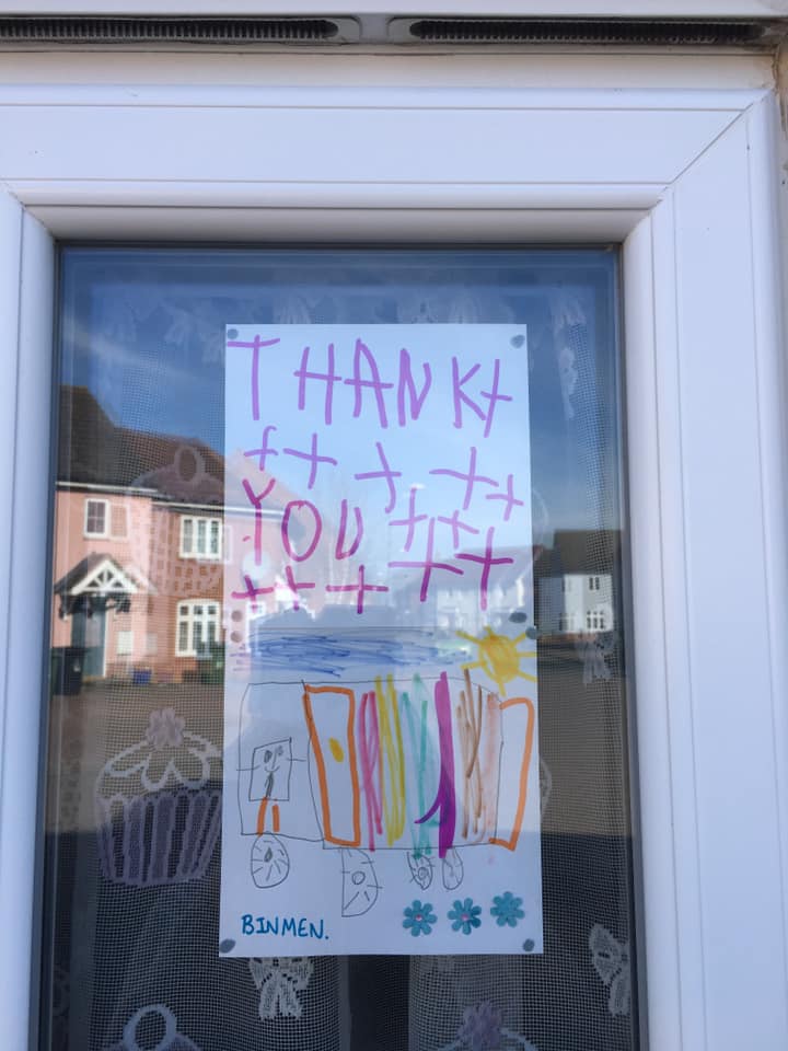 BreckCouncil's tweet photo. We had a wonderful post today from a local resident, which we would like to share “My kids love watching the @SercoESUK  bin men collecting each week. My daughter wanted to draw a picture for you all and I’ve put it on my kitchen window to say thank you!" What a star! https://t.co/i342zBGkqB