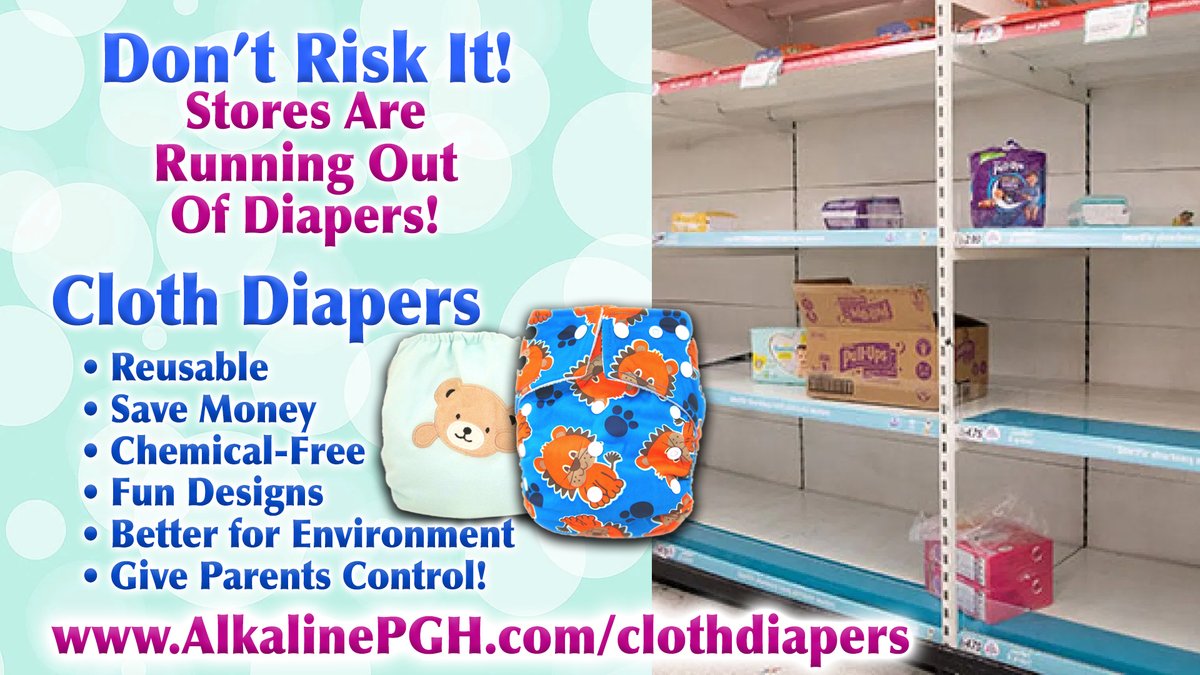 #Quarantine might be a great time to #PottyTrain for some, but for #kids that aren't ready, #clothdiapers are the way to go while stores are #soldout! AlkalinePGH.com/clothdiapers
#diapers #COVID-19 #Parents #YoungChildren #Babies #Problems #PGH #SaveMoney #StayHome #prepper