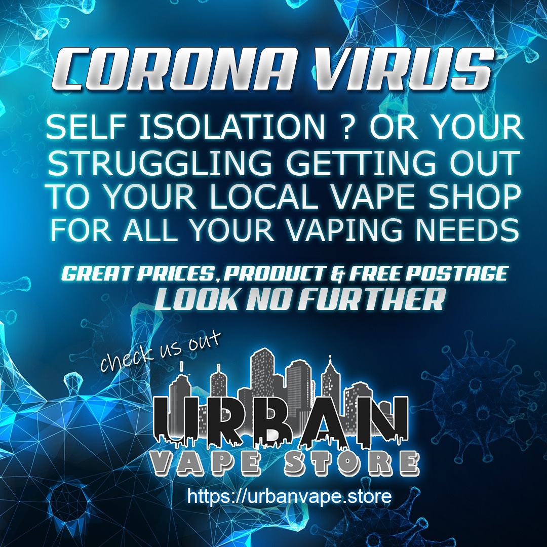 UrbanVape_Store's tweet photo. CORONA VIRUS
🌐https://t.co/ATXGkcVusK
Self Isolation? Or just struggling
getting out the house, to your local favourite vape shop
We are here to HELP! KEEP SAFE! Give us a try! 
Your favourite top brands available, with Great prices, Vape &amp; CBD Products available &amp; FREE delivery https://t.co/aBVt1Qp97T