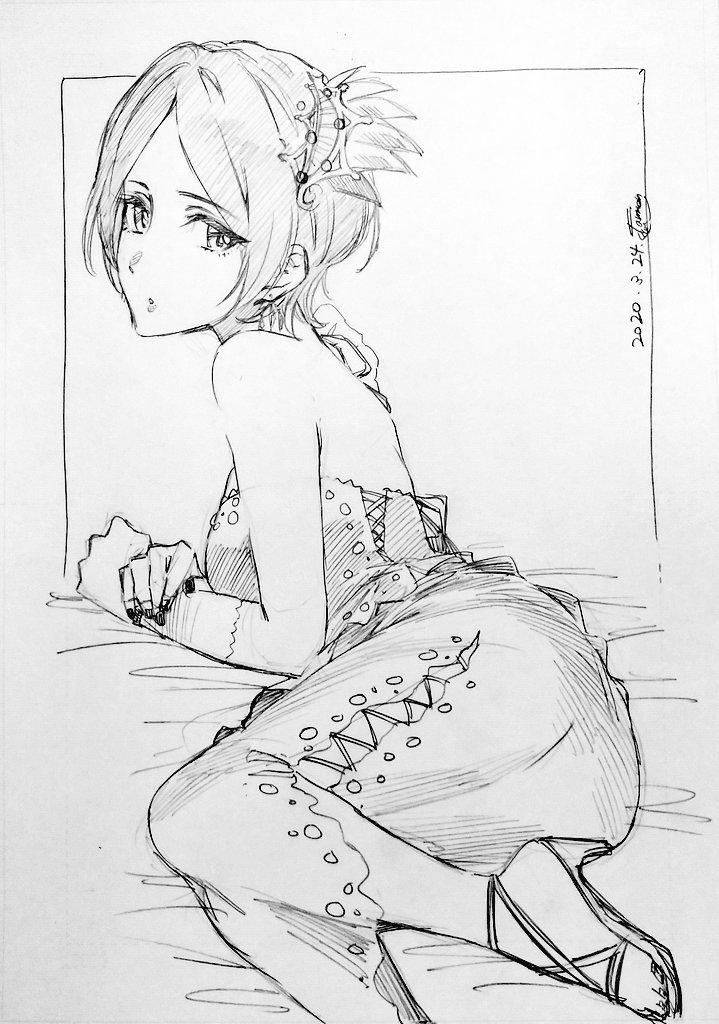 一日一奏!奏チャ!「Hotel Moonside」です。

担当のCDデビューだというのにいちかなであんまり描いてない気がした。
エンドレスナイトの方がシルエット的には描きやすいので… 