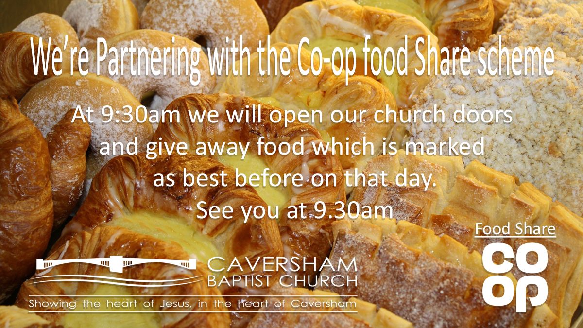 Caversham Baptist (@cavershambptist) on Twitter photo Every morning at 9:30am we'll be opening our doors and serving items donated from local shops that are a day past their sell-by date.  All goods are fine, please come along for a treat. Every morning at 9:30am we'll be opening our doors and serving items donated from local shops that are a day past their sell-by date.  All goods are fine, please come along for a treat.