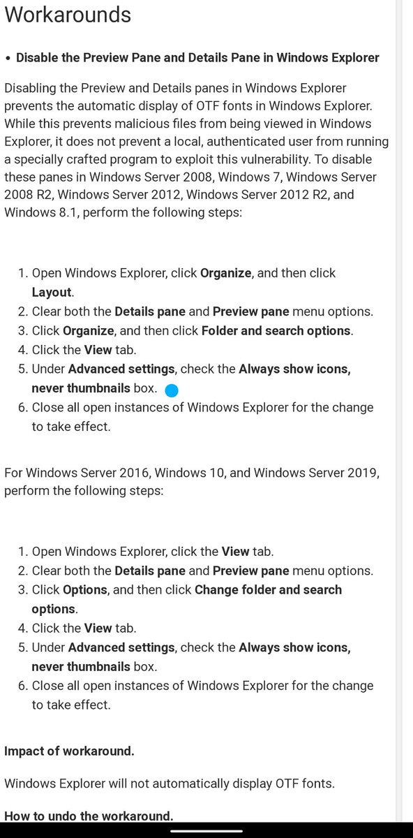 cryptoron's tweet photo. Zeer serieuze zeroday gaat rond. Patch nog niet beschikbaar wel workaround door preview pane uit te schakelen. 
Geldt voor alle Windows versies.

https://t.co/ic0DgMCbkY https://t.co/qm2Isar5e2