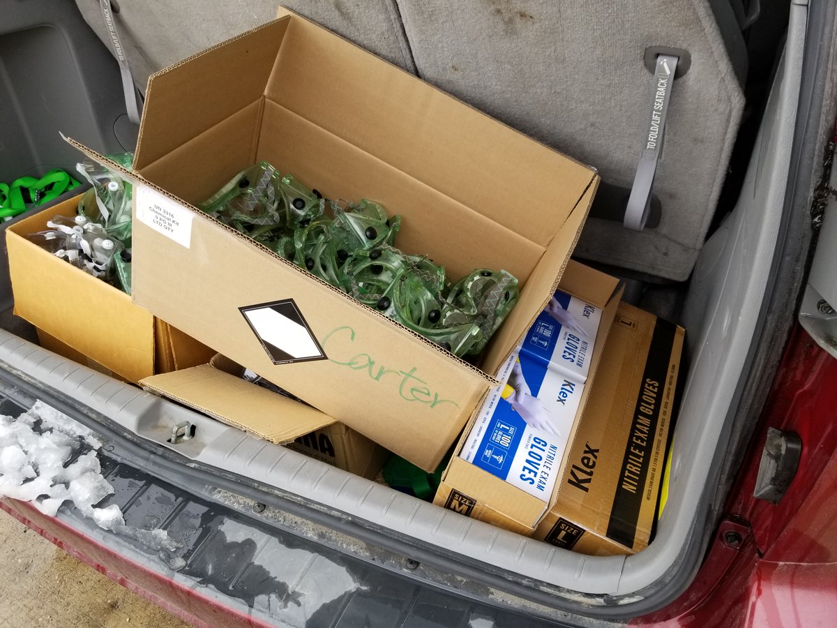 FGRHSAA's tweet photo. Doing what we can: Today, FGR science instructional leader, Cynthia Duncan, donated our supply of personal protective equipment to Michigan Medicine for use by medical personal. All medical providers are in our prayers. God bless and protect them! https://t.co/YpvwB26D2s