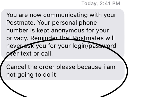EvieRachel's tweet photo. @Postmates seriously? he told me to cancel it.... still charging me... https://t.co/Hw7iAANKIH