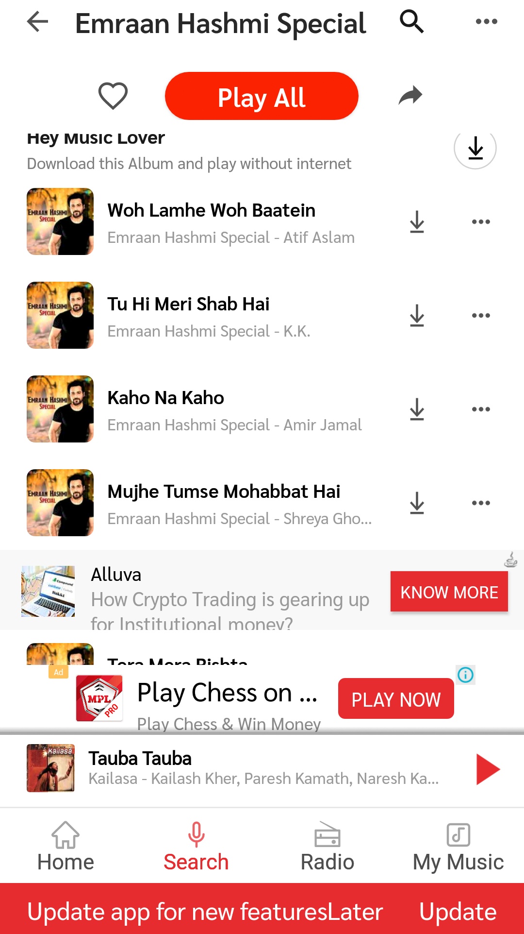 His songs are  Happy Birthday Emraan Hashmi 