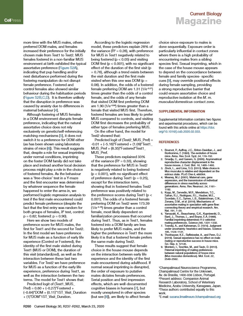 ChampalimaudResearch (@neuro_cf) on Twitter photo New paper from <a href="/LimaLab3/">LimaLabLisbon</a> shows that #female 🐭mice choose their mates depending on both early #life #experience and the order by which they encounter males during adulthood & that these effects interact asymmetrically. Full 📑paper to read here ⤵️!
<a href="/ChampalimaudF/">ChampalimaudF</a> New paper from <a href="/LimaLab3/">LimaLabLisbon</a> shows that #female 🐭mice choose their mates depending on both early #life #experience and the order by which they encounter males during adulthood & that these effects interact asymmetrically. Full 📑paper to read here ⤵️!
<a href="/ChampalimaudF/">ChampalimaudF</a>