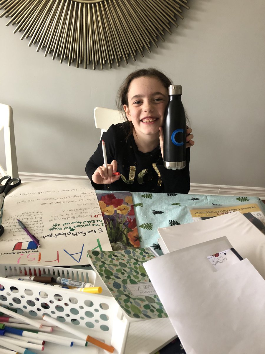 cleary_jill's tweet photo. My newest #WorkFromHome partner needed some @Ceridian  swag on her first day!  She’s currently researching #Paris fun facts!  #makesworklifebetter #COVIDー19 #homeschooling https://t.co/mIp5Wyp7i5