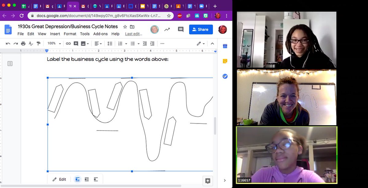 Day 1 is in the books! It’s been so fun connecting with the kids again! They watched me make a green smoothie 🤮 and got to see my dog...and we learned about the Business Cycle! I can’t wait to see their faces in person, but until then, this will do! 💙💛@JSPrincipalD93 <a href="/CCSD93/">CCSD93</a>