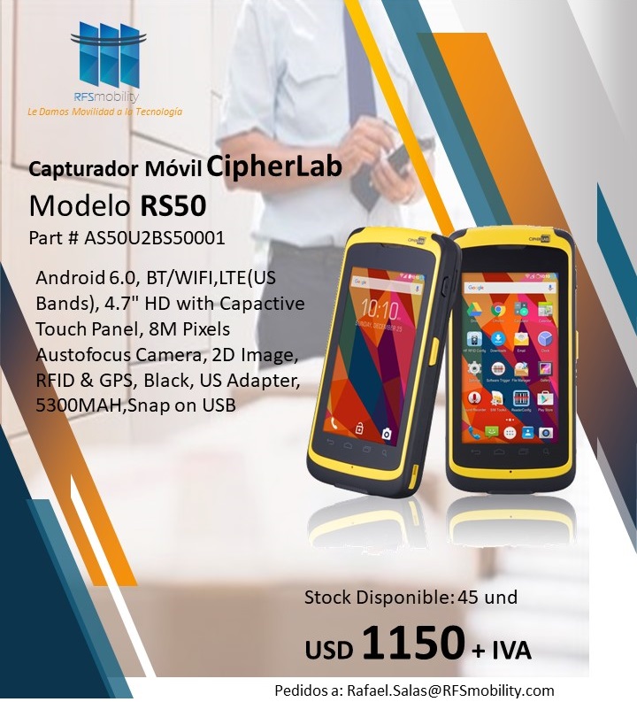 RFSmobility's tweet image. Entrega inmediata!!!

Capturador de Datos @wuluis  #RS50 con #AndroidEnterprise, a un precio único

Pregunta por sus accesorios y planes de soporte y continuidad operativa  sólo en @RFSmobility 

Pedido al siguiente link: bit.ly/2Uvfj5Z